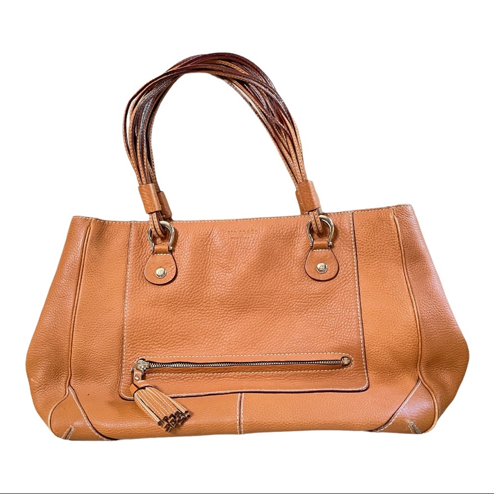 Kate Spade Leather Satchal Tote Multi Strap Handles Tan Classic Basic